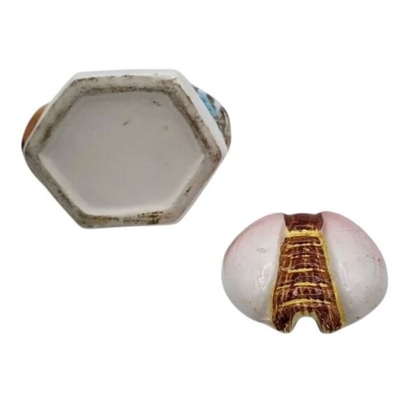 Vintage Ceramic Bee Condiment Honey Pot With Lid - Picture 8 of 14